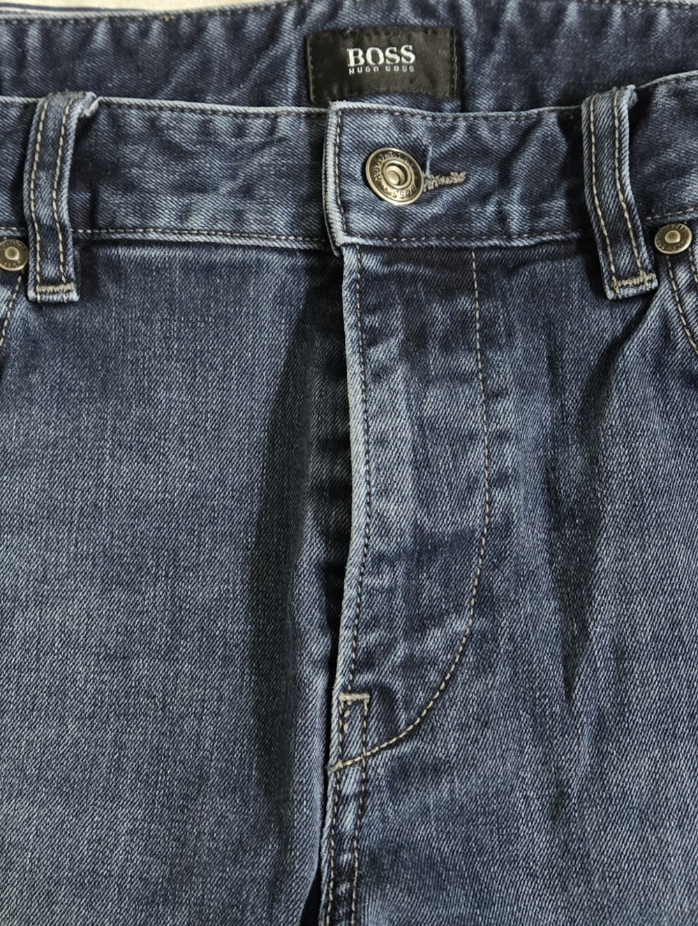 BOSS by Hugo Boss Men's 34/34 Slim-straight Blue Denim Jeans - Picture 9 of 9